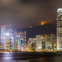 Buy canvas prints of Tsimshatsui Harbour At Night, Hong Kong by Peter Greenway