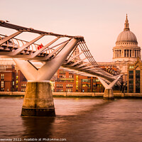 Buy canvas prints of Millennium Bridge, St. Paul Cathedral, Thames River, London by Peter Greenway