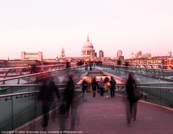 The Millennium Bridge, St Paul's Cathedral, London At Rush Hour Picture Board by Peter Greenway