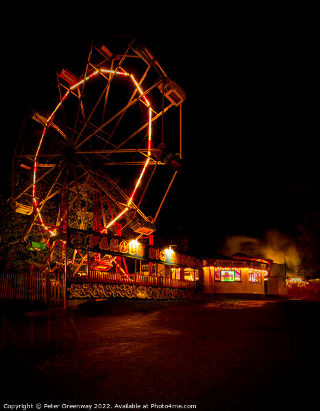 Hollycombe Vintage Steam Fairground At Night Picture Board by Peter Greenway