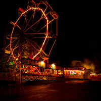 Buy canvas prints of Hollycombe Vintage Steam Fairground At Night by Peter Greenway