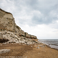Buy canvas prints of Stormy Rainclouds Over Old Hunstanton Cliffs In No by Peter Greenway