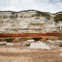 Buy canvas prints of Stormy Rainclouds Over Old Hunstanton Cliffs In No by Peter Greenway