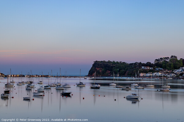 Boats Moored On The River Teign At Sunset In Shaldon, Devon Picture Board by Peter Greenway