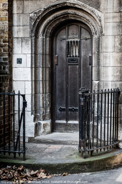 Interesting Medieval Door In The Courtyard Of Bartholomew The Great, London Picture Board by Peter Greenway