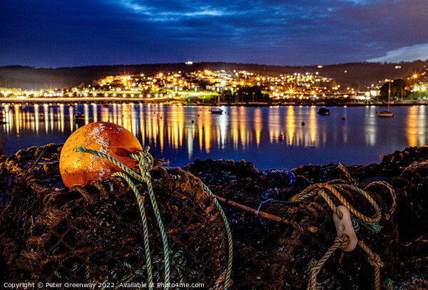 Fishermen Lobster Pots Drying On Shaldon Beach At Night Picture Board by Peter Greenway