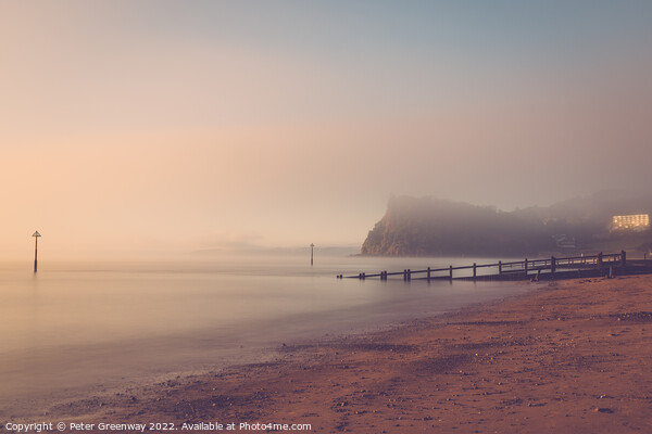 Sea Mist Around Teignmouth Beach At Sunrise Picture Board by Peter Greenway