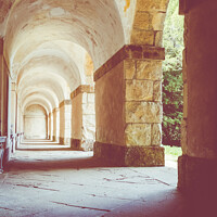 Buy canvas prints of The Curved Arches Of The Praeneste at Rousham House by Peter Greenway
