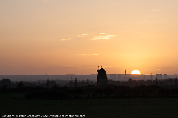 Sunset Behind The Old Windmill At Little Milton, Oxfordshire Picture Board by Peter Greenway