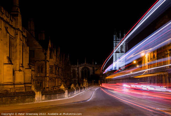 Traffic Light Trails Past Oxford University Buildings Along High Picture Board by Peter Greenway