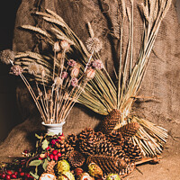 Buy canvas prints of Autumn Harvest Festival Still Life Scene by Peter Greenway