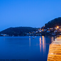Buy canvas prints of Harbour Steps & Citylights At Dartmouth, Devon by Peter Greenway