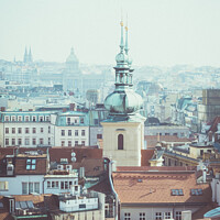 Buy canvas prints of The View From The Old Town Clock Tower In Prague by Peter Greenway