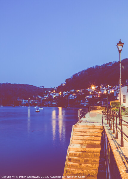 Harbour Steps & Citylights At Dartmouth, Devon Picture Board by Peter Greenway
