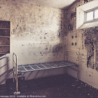 Buy canvas prints of Metal Bedframe & Cupboard Storage In An Inmates Prison Cell In A by Peter Greenway