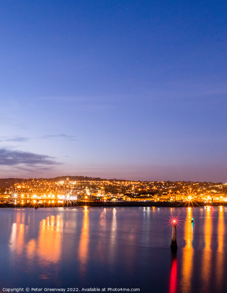 Teignmouth From The Ness In Shaldon At Night Picture Board by Peter Greenway