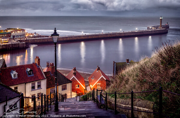 '199 Steps' In Whitby At Night Picture Board by Peter Greenway