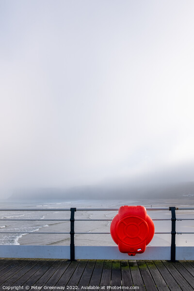 Orange Life Saving Ring On The Pier Railings At Saltburn-by-the- Picture Board by Peter Greenway