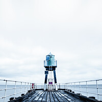 Buy canvas prints of The Green Shipping Light House At The End Of The P by Peter Greenway