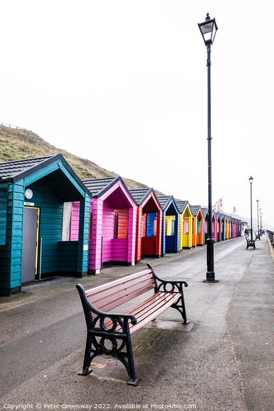 Colourful Wooden Beach Huts At Saltburn-by-the-Sea On The North  Picture Board by Peter Greenway