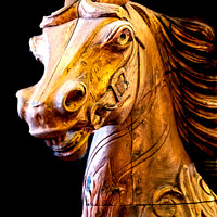 Buy canvas prints of Carved Vintage Faiground Carousel Horse by Peter Greenway