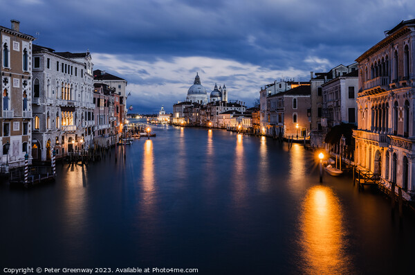 The Grand Canal In Venice At Dusk From Ponte dell'Accademia Picture Board by Peter Greenway