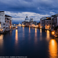 Buy canvas prints of The Grand Canal In Venice At Dusk From Ponte dell'Accademia by Peter Greenway