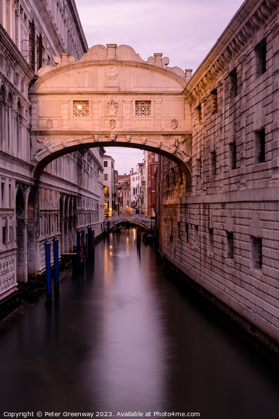 The Bridge Of Sighs In Venice At Sunset Picture Board by Peter Greenway