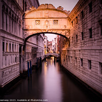 Buy canvas prints of The Bridge Of Sighs In Venice At Sunset by Peter Greenway