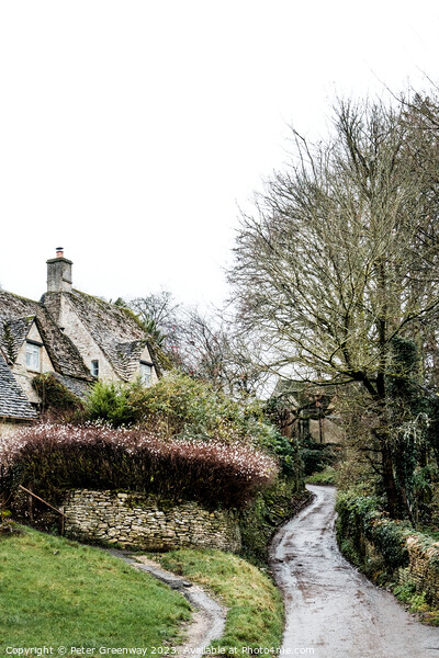 Winding Lane Past Quintessential English Cotswold Cottages In Bi Picture Board by Peter Greenway