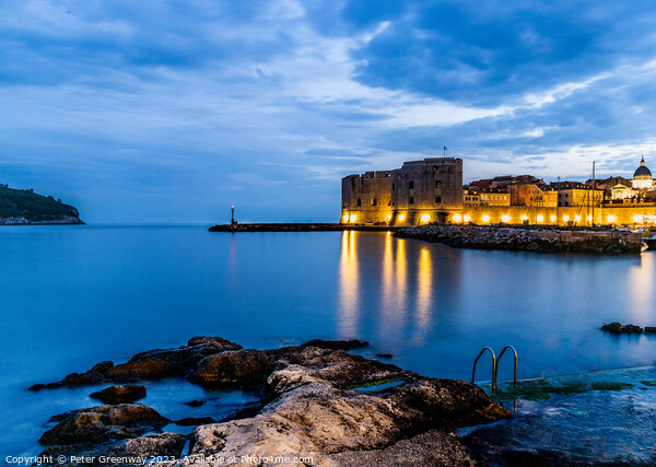 The Old Town Harbour In Dubrovnik, Croatia At Nigh Picture Board by Peter Greenway