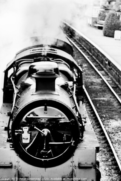 Steam Locomotive At A Station Platform On The Wate Picture Board by Peter Greenway