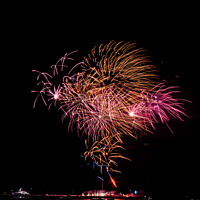 Buy canvas prints of Fireworks Over The Harbour Water In Plymouth by Peter Greenway