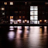 Buy canvas prints of Illuminated Quayside Apartments Across The Quay At The Historic  by Peter Greenway