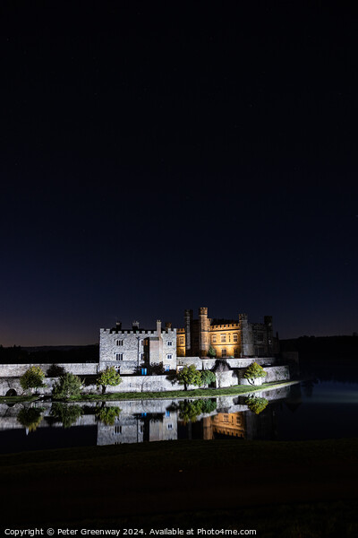 Leeds Castle Illuminated On A Winters Night Picture Board by Peter Greenway