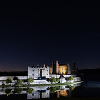 Buy canvas prints of Leeds Castle Illuminated On A Winters Night by Peter Greenway