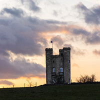 Buy canvas prints of Broadway Tower In The Cotswolds At Sunset by Peter Greenway