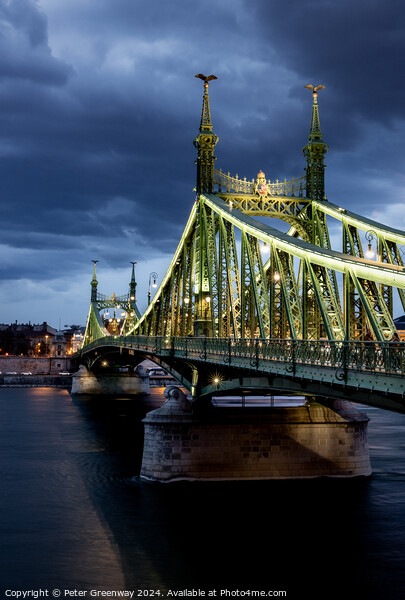 The Liberty Bridge In Budapest At Dusk Picture Board by Peter Greenway