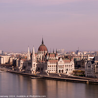 Buy canvas prints of View across the river Danube from The Palace on Castle Hill in B by Peter Greenway