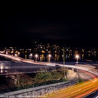 Buy canvas prints of Traffic Light Trails Across The Famous Shaldon Bri by Peter Greenway
