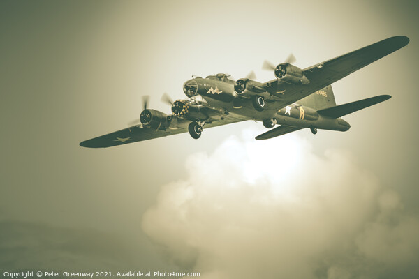 B-17 Flying Fortress Bomber - 'Sally B' at Farnbor Picture Board by Peter Greenway