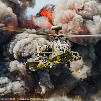 Buy canvas prints of RAF Apache Gunship Helicopter At Farnborough International Air Display by Peter Greenway