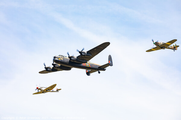 Battle Of Britain Memorial Flight ( Spitfire, Lanc Picture Board by Peter Greenway