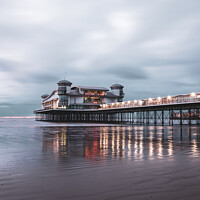 Buy canvas prints of Weston-super-Mare Pier With Reflected Light At Sun by Peter Greenway
