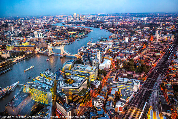 A Night View Across London From The Shard Picture Board by Peter Greenway