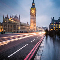 Buy canvas prints of Commuters On Westminster Bridge, London On A Winte by Peter Greenway