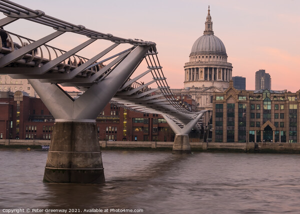 Millennium Bridge & St Pauls Dome On A Winters Sun Picture Board by Peter Greenway