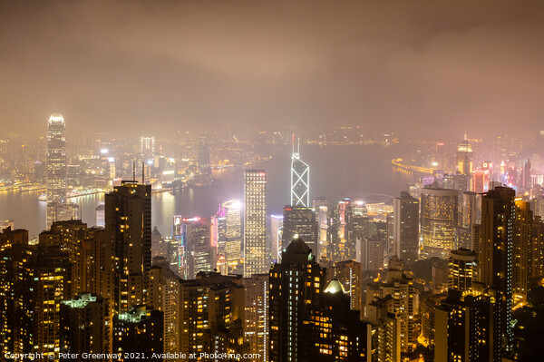 Night Time View Over Hong Kong Island From 'The Pe Picture Board by Peter Greenway