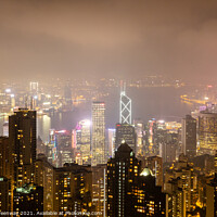 Buy canvas prints of Night Time View Over Hong Kong Island From 'The Pe by Peter Greenway