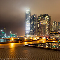 Buy canvas prints of Leaping Dolphin Statues At Kowloon Harbour by Peter Greenway